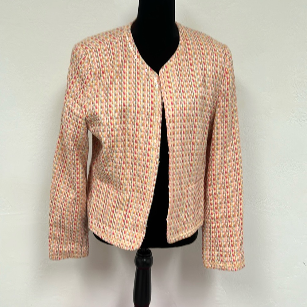 Jacket multi colored with sequin trim size 16